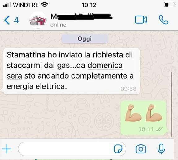 Testimonianza di utente che ha chiuso il contatore del gas